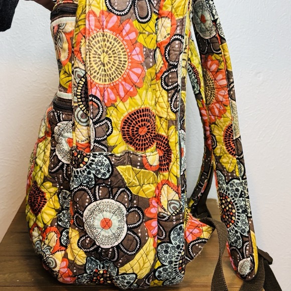 Vera Bradley Laptop Backpack Flower Shower School Bag Computer Compartment 70s - Picture 4 of 12